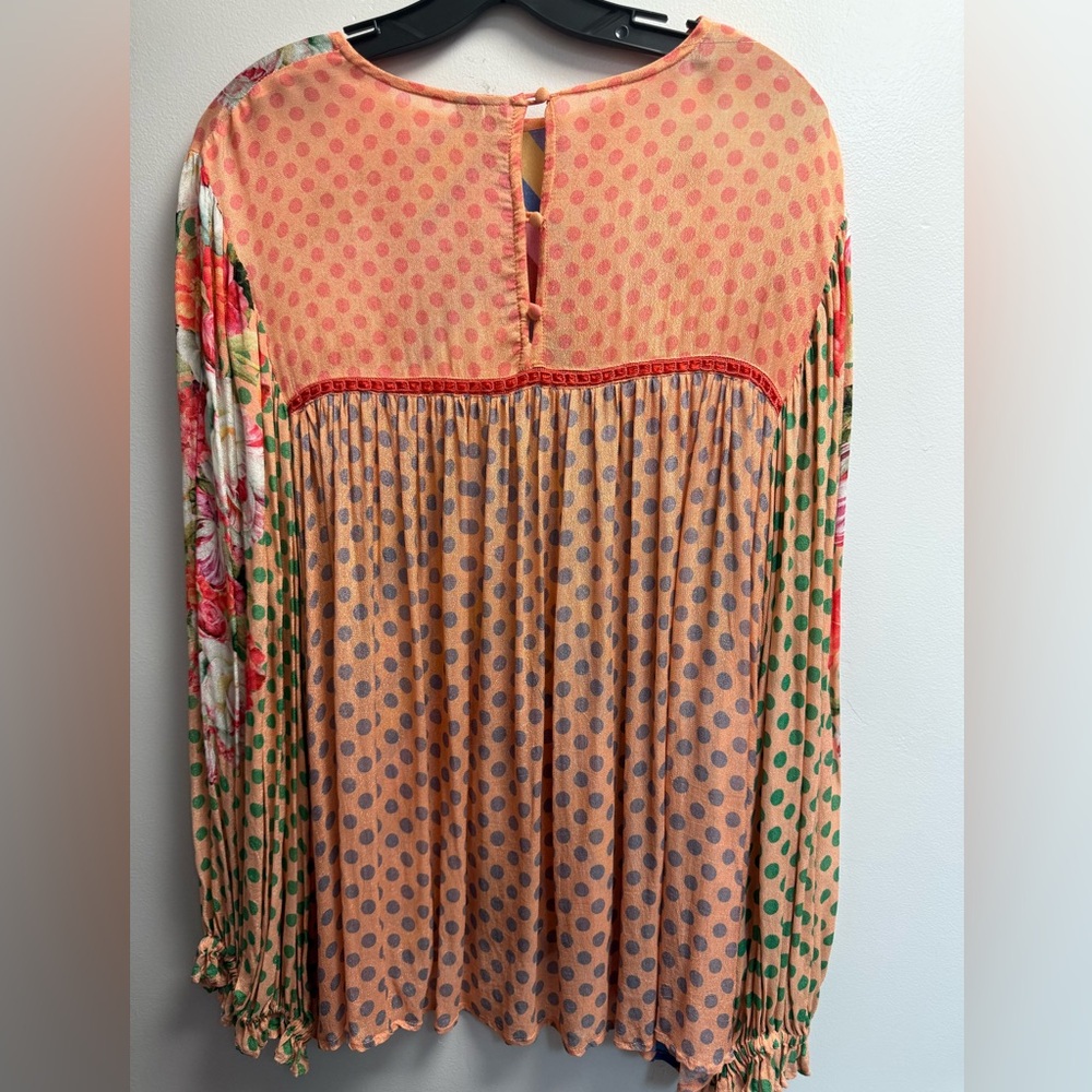 EUC BL^NK London Colorful Chevron Floral Peasant Long Sleeved Blouse Women’s XL - Picture 3 of 16